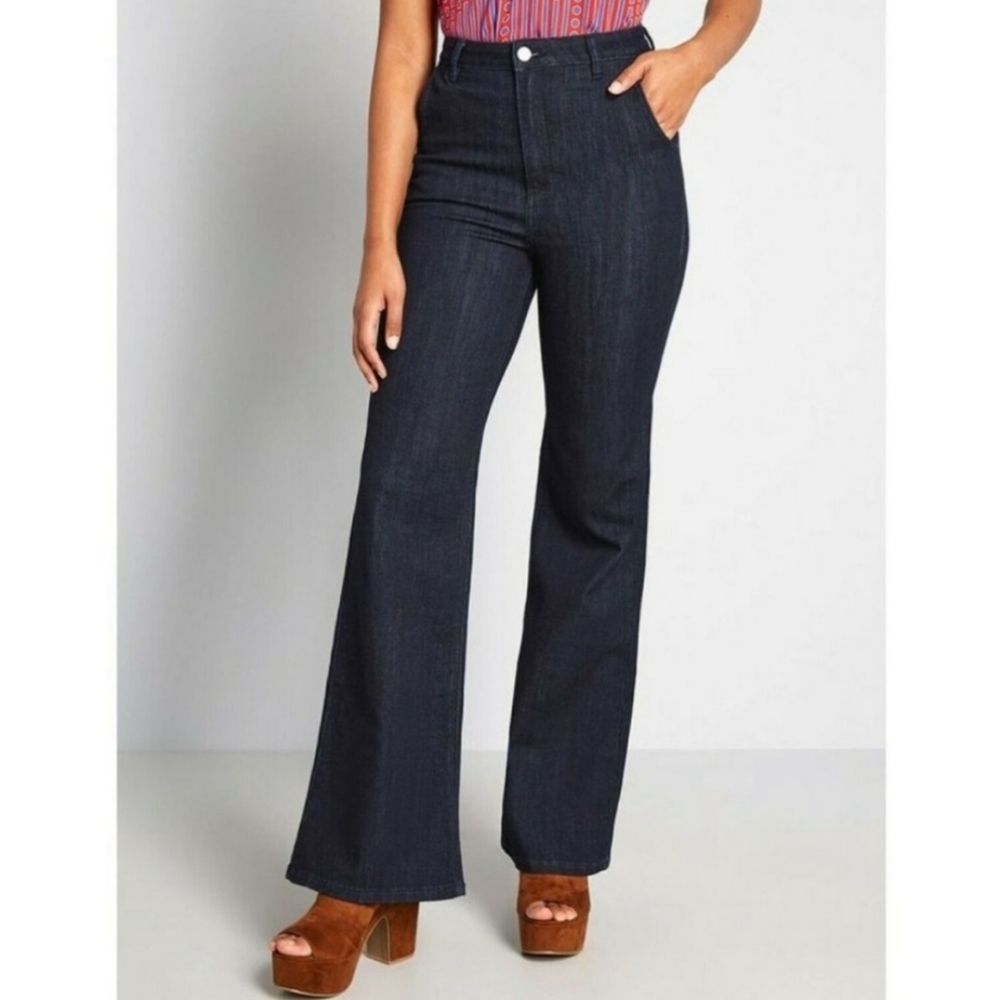 ModCloth Grier Wide Leg Flare Jeans